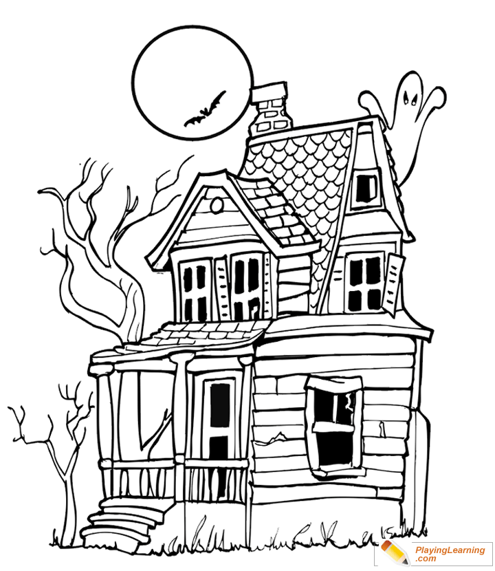 Halloween House Coloring Page 