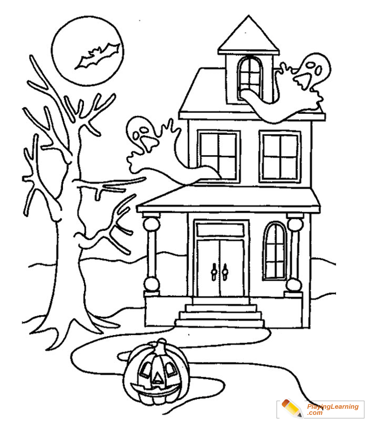 Halloween House Coloring Page 