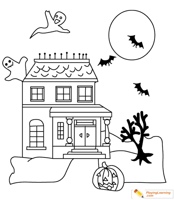 Halloween House Coloring Page 