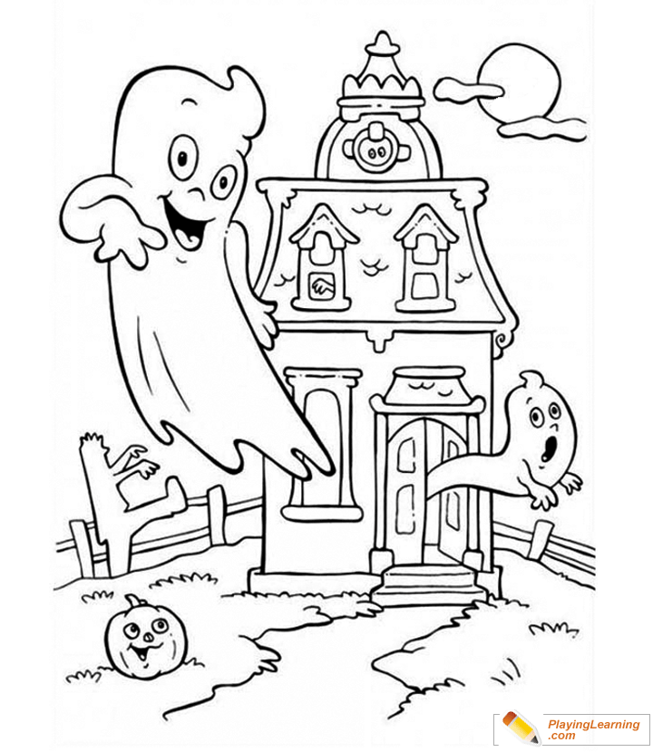 Halloween House Coloring Page 