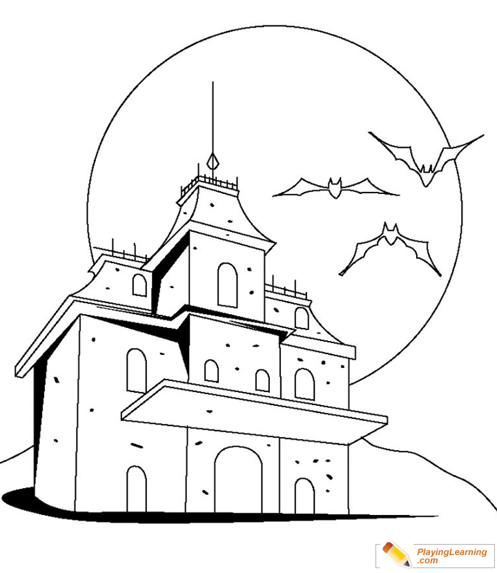 Halloween House Coloring Page 