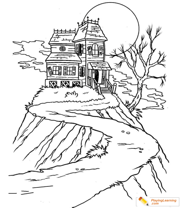 Halloween House Coloring Page 