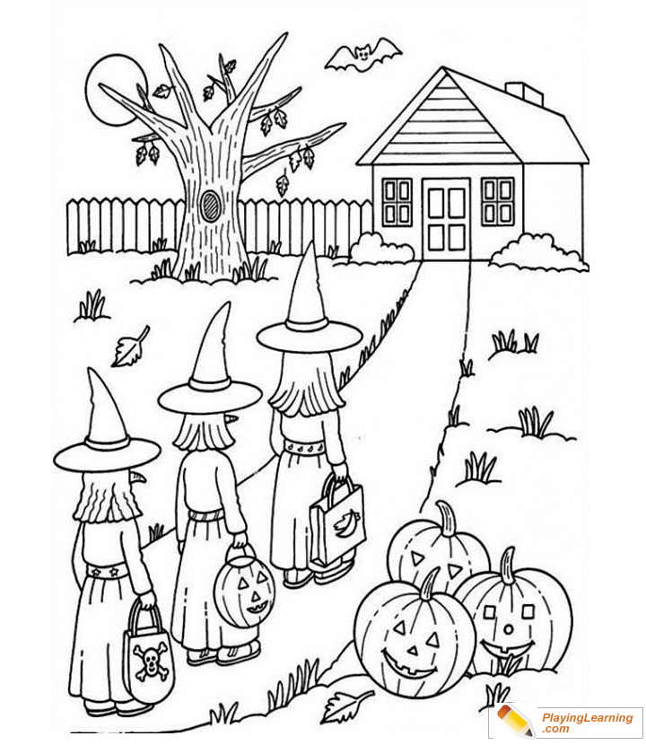 Halloween House Coloring Page 