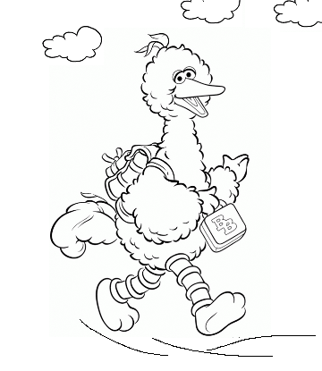 Big Bird Going to School Coloring Page for kids