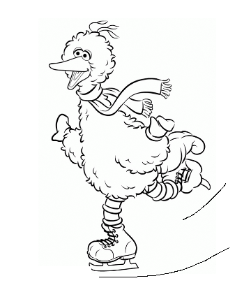 Big Bird Skating Coloring Page for kids