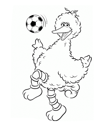 Big Bird Playing Soccer Coloring Page for kids