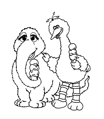 Mr. Snuffleupagus and Big Bird Coloring Page for kids