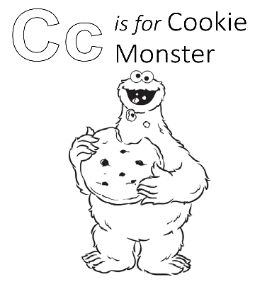 Sesame Street - C is for Cookie Monster coloring printable for kids