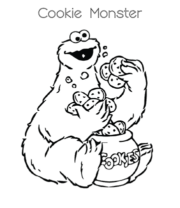 Cookie Monster and Cookie Jar Coloring Page for kids