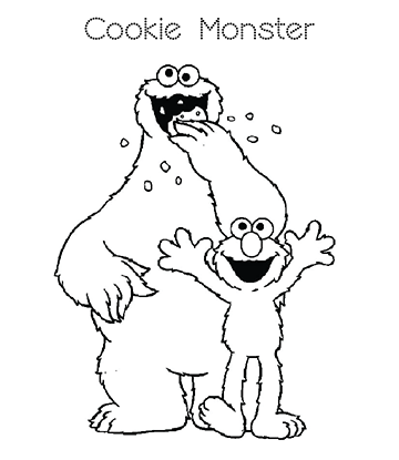 Cookie Monster and Elmo Coloring Page for kids