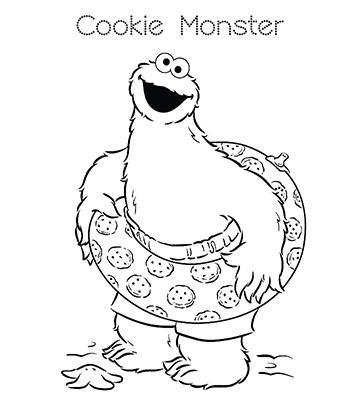 Cookie Monster at the Beach Coloring Page for kids