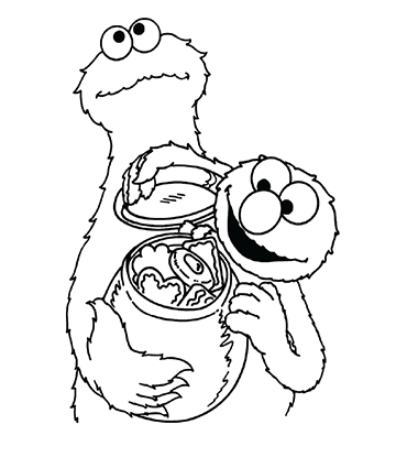 Cookie Monster and Elmo Coloring Page for kids