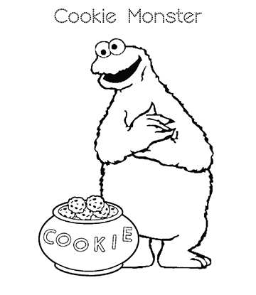 Cookie Monster and Cookie Jar Coloring Page for kids