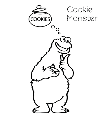 Cookie Monster Day Dreaming Coloring Image for kids