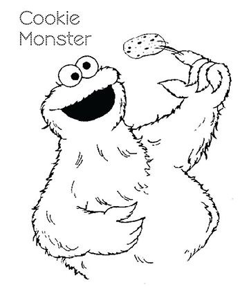 Cookie Monster Eating Cookie Coloring Sheet for kids