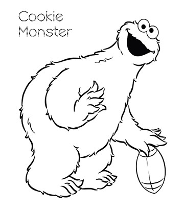 Cookie Monster Playing Ball Coloring Sheet for kids