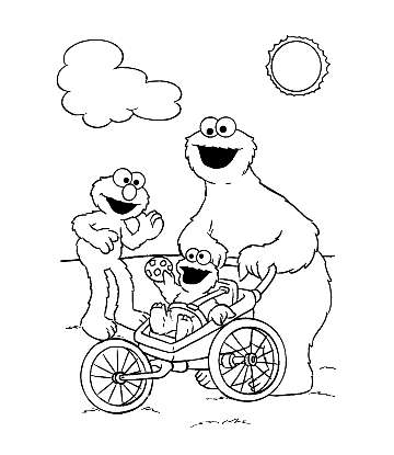 Cookie Monster and Elmo Coloring Page for kids