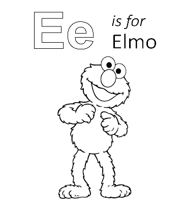 Sesame Street - E is for Elmo coloring page for kids