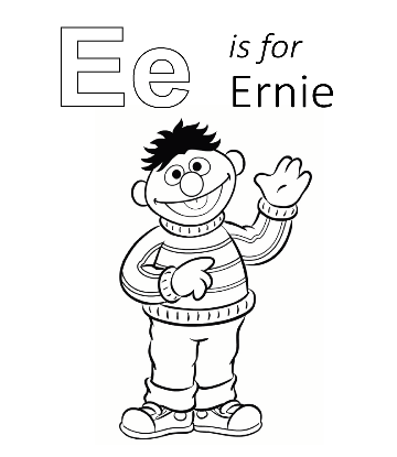 Sesame Street - E is for Ernie coloring page for kids