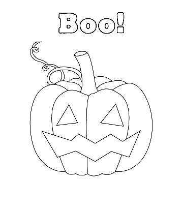 Easy Halloween Coloring - Scary Pumpkin  for kids