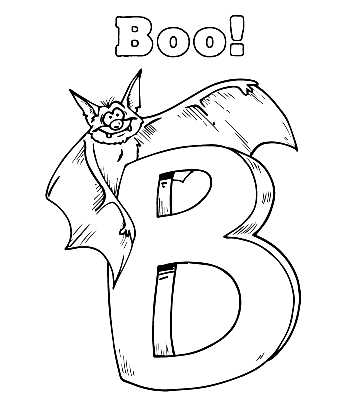 Easy Halloween Coloring - B and Bat for kids