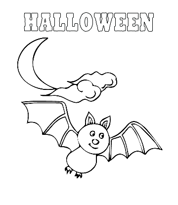 Easy Halloween Coloring - Bat for kids