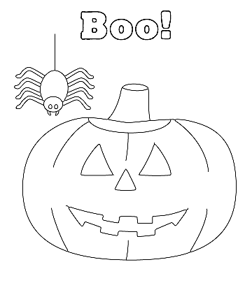 Easy Halloween Coloring - Pumpkin and Spider for kids