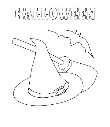 Easy Halloween Coloring Page - Witch Hat for kids