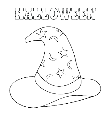 Easy Halloween Coloring Page Easy Halloween Coloring Page - Witch Hat for kids