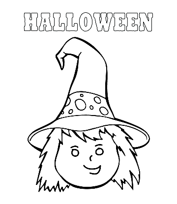 Easy Halloween Coloring Page - Witch for kids