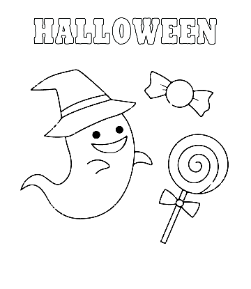 Easy Halloween Coloring Page - Little Ghost for kids