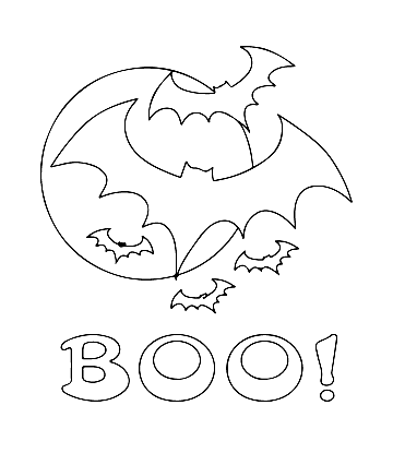 Easy Halloween Coloring Page - Halloween Night with Bat and Moon for kids