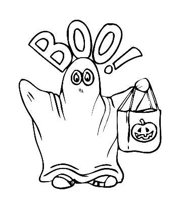 Easy Halloween Coloring Page - Cute Ghost Outfit for kids