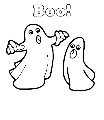 Easy Halloween Coloring Page - Cute Little Ghosts for kids