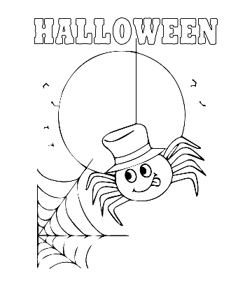 Easy Halloween Coloring Page - Cute Little Spider for kids