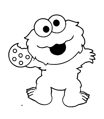 Easy Sesame Street Coloring Page - Cookie Monster for kids