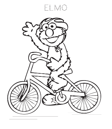 Elmo Riding Bike Coloring Clipart  for kids