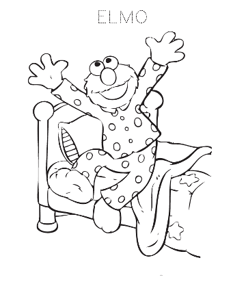 Elmo Getting Out of Bed Coloring  Clipart for kids