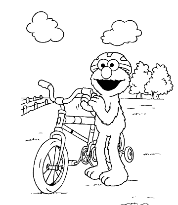 Sesame Street Elmo with Bike  Page for kids