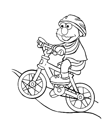 Sesame Street Elmo Riding Bike Coloring Sheet for kids