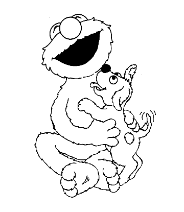 Sesame Street Elmo and Dog Coloring Sheet for kids