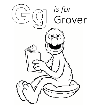 Sesame Street - G is for Grover coloring printable for kids