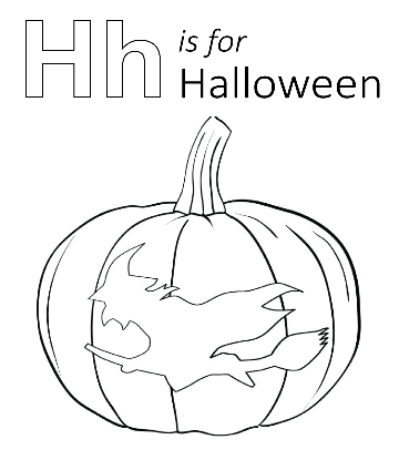 H is for Halloween Coloring Printable for kids