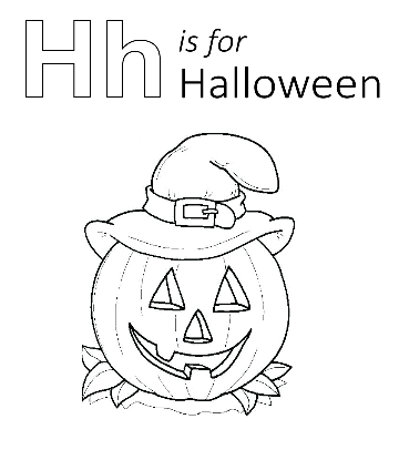 H is for Halloween Coloring Printable for kids