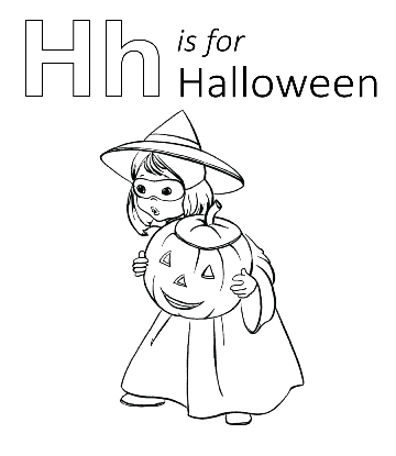 H is for Halloween Coloring Printable for kids