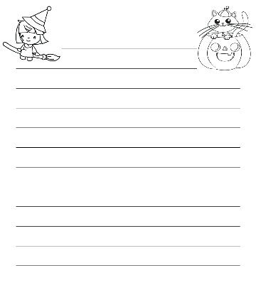 Halloween blank writing practice sheet  for kids