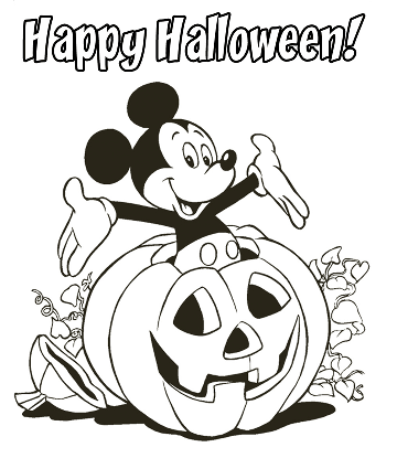 Mickey Mouse & Halloween Coloring Page for kids