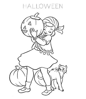 Halloween Trick-or-Treat Coloring Page for kids