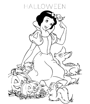 Snow White & Halloween Coloring Sheet for kids