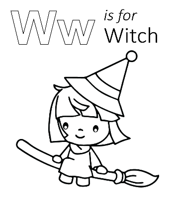 W is for Witch Coloring Sheet for kids